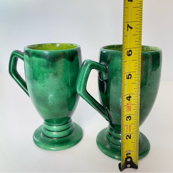 Large Pottery Pedestal Set of 2 Mugs - Picture 6 of 7